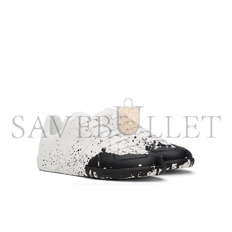 MAISON MARGIELA WHITE & BLACK PAINT REPLICA SNEAKERS 231168F128010
